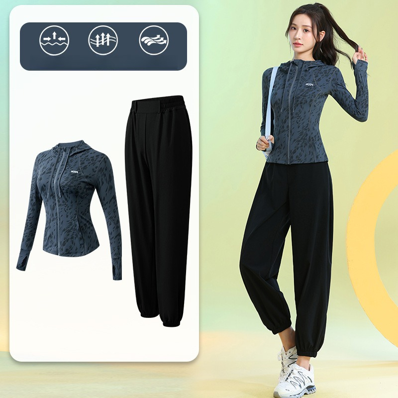 Running Gear Usa - Setelan Lari Wanita Lengan Panjang Motif